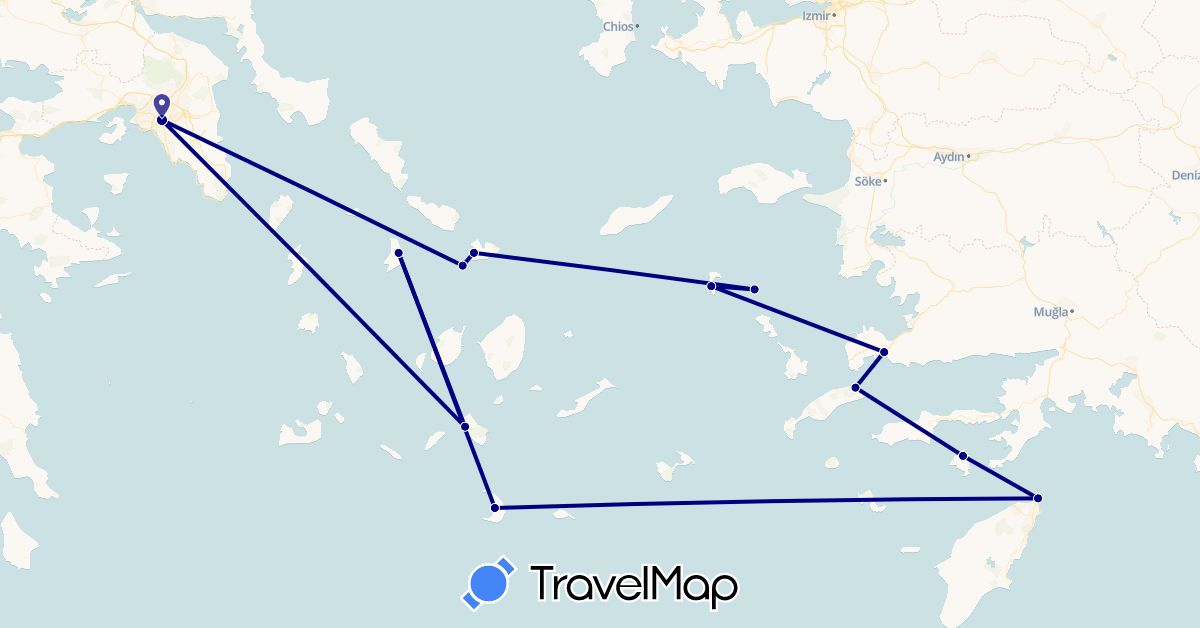 TravelMap itinerary: driving in Greece, Turkey (Asia, Europe)